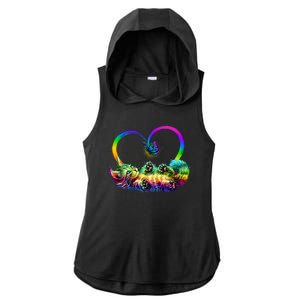 Cute Rainbow Paint Kitten Butterfly Heart Ladies PosiCharge Tri-Blend Wicking Draft Hoodie Tank