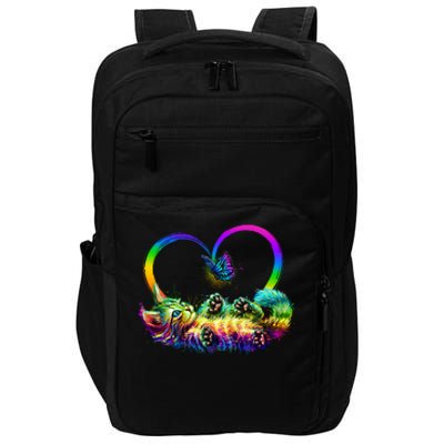 Cute Rainbow Paint Kitten Butterfly Heart Impact Tech Backpack