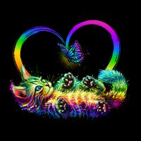 Cute Rainbow Paint Kitten Butterfly Heart Backpack
