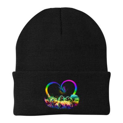 Cute Rainbow Paint Kitten Butterfly Heart Knit Cap Winter Beanie
