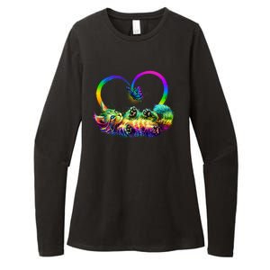 Cute Rainbow Paint Kitten Butterfly Heart Womens CVC Long Sleeve Shirt