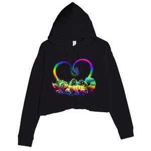 Cute Rainbow Paint Kitten Butterfly Heart Crop Fleece Hoodie