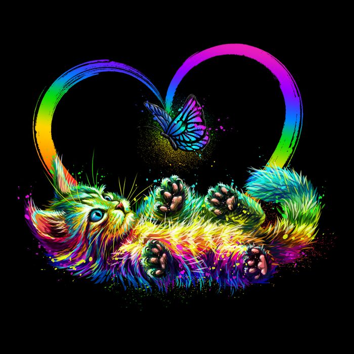 Cute Rainbow Paint Kitten Butterfly Heart Visor