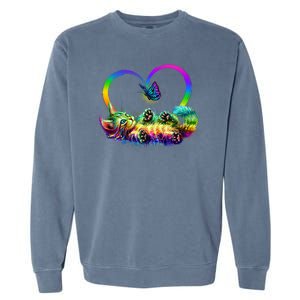 Cute Rainbow Paint Kitten Butterfly Heart Garment-Dyed Sweatshirt