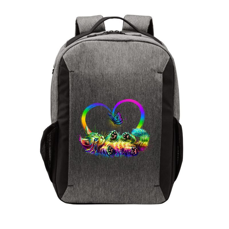Cute Rainbow Paint Kitten Butterfly Heart Vector Backpack