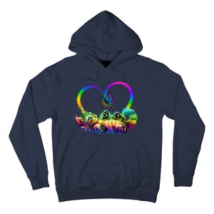 Cute Rainbow Paint Kitten Butterfly Heart Hoodie