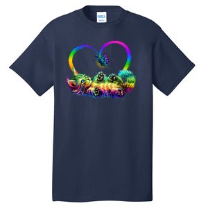 Cute Rainbow Paint Kitten Butterfly Heart Tall T-Shirt