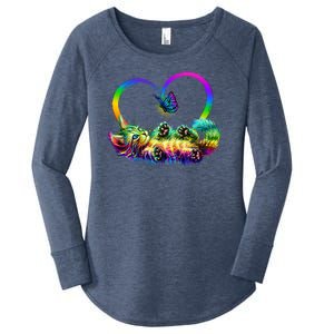 Cute Rainbow Paint Kitten Butterfly Heart Women's Perfect Tri Tunic Long Sleeve Shirt