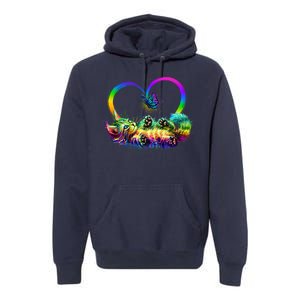 Cute Rainbow Paint Kitten Butterfly Heart Premium Hoodie