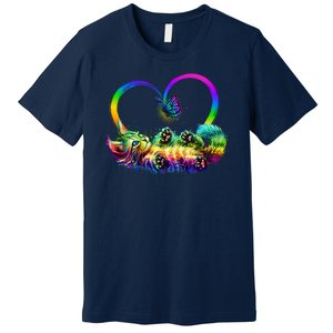 Cute Rainbow Paint Kitten Butterfly Heart Premium T-Shirt