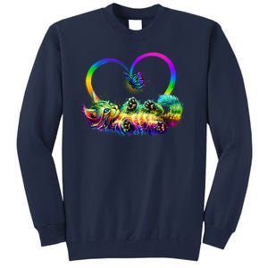 Cute Rainbow Paint Kitten Butterfly Heart Tall Sweatshirt