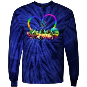 Cute Rainbow Paint Kitten Butterfly Heart Tie-Dye Long Sleeve Shirt