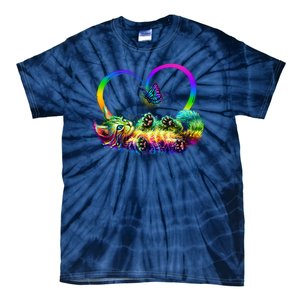 Cute Rainbow Paint Kitten Butterfly Heart Tie-Dye T-Shirt