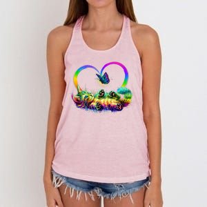 Cute Rainbow Paint Kitten Butterfly Heart Women's Knotted Racerback Tank