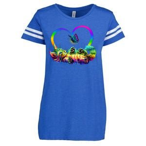 Cute Rainbow Paint Kitten Butterfly Heart Enza Ladies Jersey Football T-Shirt