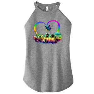 Cute Rainbow Paint Kitten Butterfly Heart Women's Perfect Tri Rocker Tank