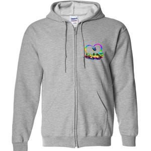 Cute Rainbow Paint Kitten Butterfly Heart Full Zip Hoodie