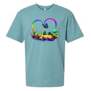 Cute Rainbow Paint Kitten Butterfly Heart Sueded Cloud Jersey T-Shirt