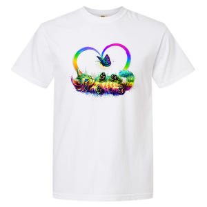 Cute Rainbow Paint Kitten Butterfly Heart Garment-Dyed Heavyweight T-Shirt