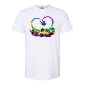 Cute Rainbow Paint Kitten Butterfly Heart Softstyle CVC T-Shirt