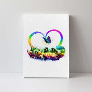 Cute Rainbow Paint Kitten Butterfly Heart Canvas