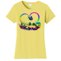 Cute Rainbow Paint Kitten Butterfly Heart Women's T-Shirt