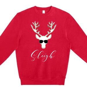 Christmas Reindeer Pajama Sleigh All Day Gift Premium Crewneck Sweatshirt