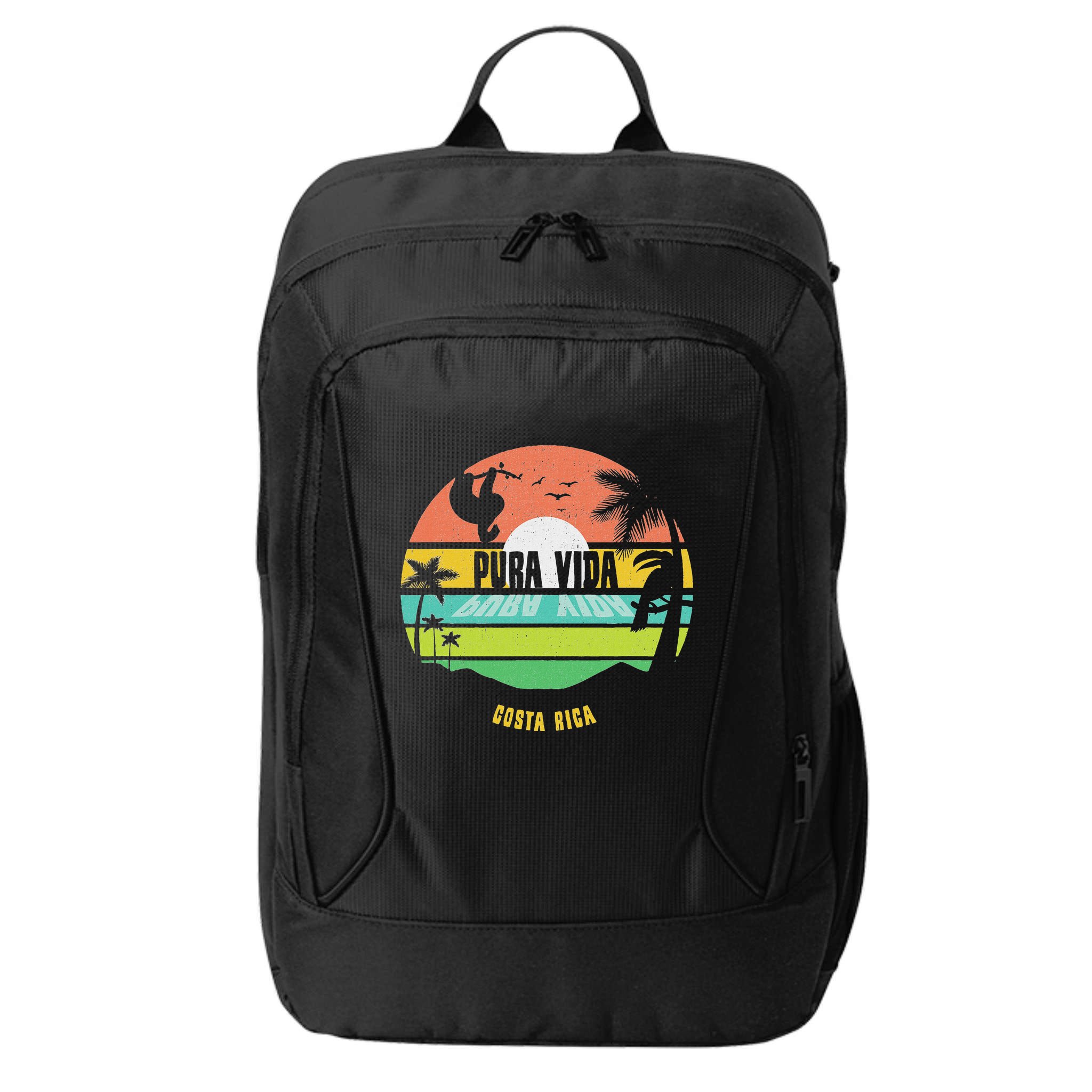 Costa Rica Pura Vida Tropical Sloth & Toucan Sunset Souvenir City Backpack