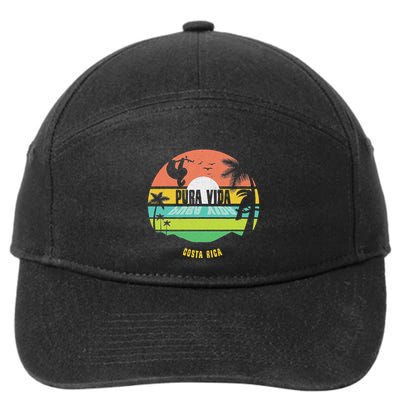 Costa Rica Pura Vida Tropical Sloth & Toucan Sunset Souvenir 7-Panel Snapback Hat