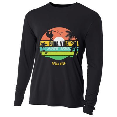 Costa Rica Pura Vida Tropical Sloth & Toucan Sunset Souvenir Cooling Performance Long Sleeve Crew