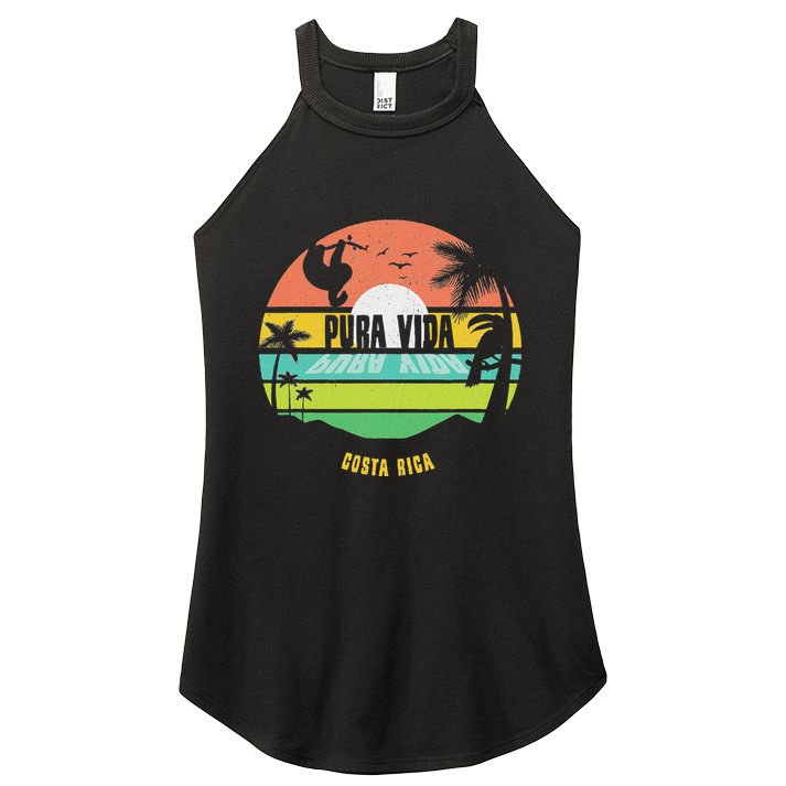 Costa Rica Pura Vida Tropical Sloth & Toucan Sunset Souvenir Women's Perfect Tri Rocker Tank