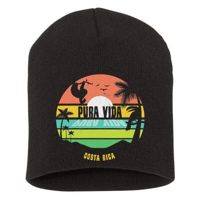 Costa Rica Pura Vida Tropical Sloth & Toucan Sunset Souvenir Short Acrylic Beanie
