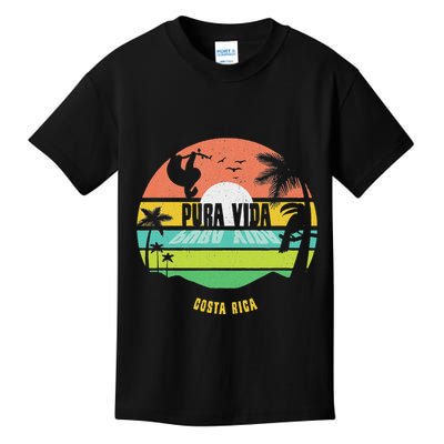 Costa Rica Pura Vida Tropical Sloth & Toucan Sunset Souvenir Kids T-Shirt