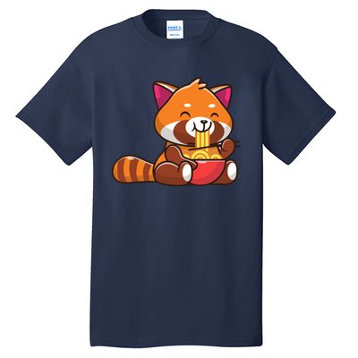 Cute Red Panda Eating Noodle Cartoon Tall T-Shirt