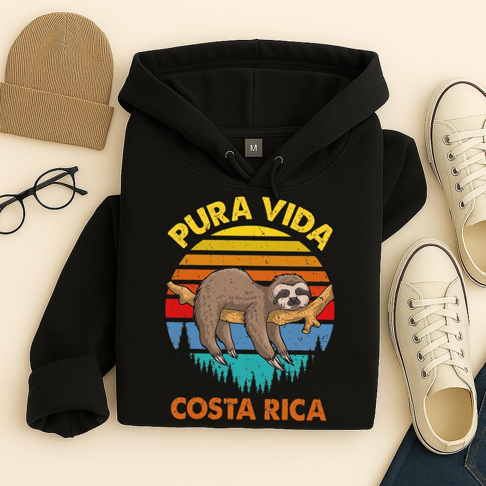 Costa Rica Pura Vida Sloth Hoodie