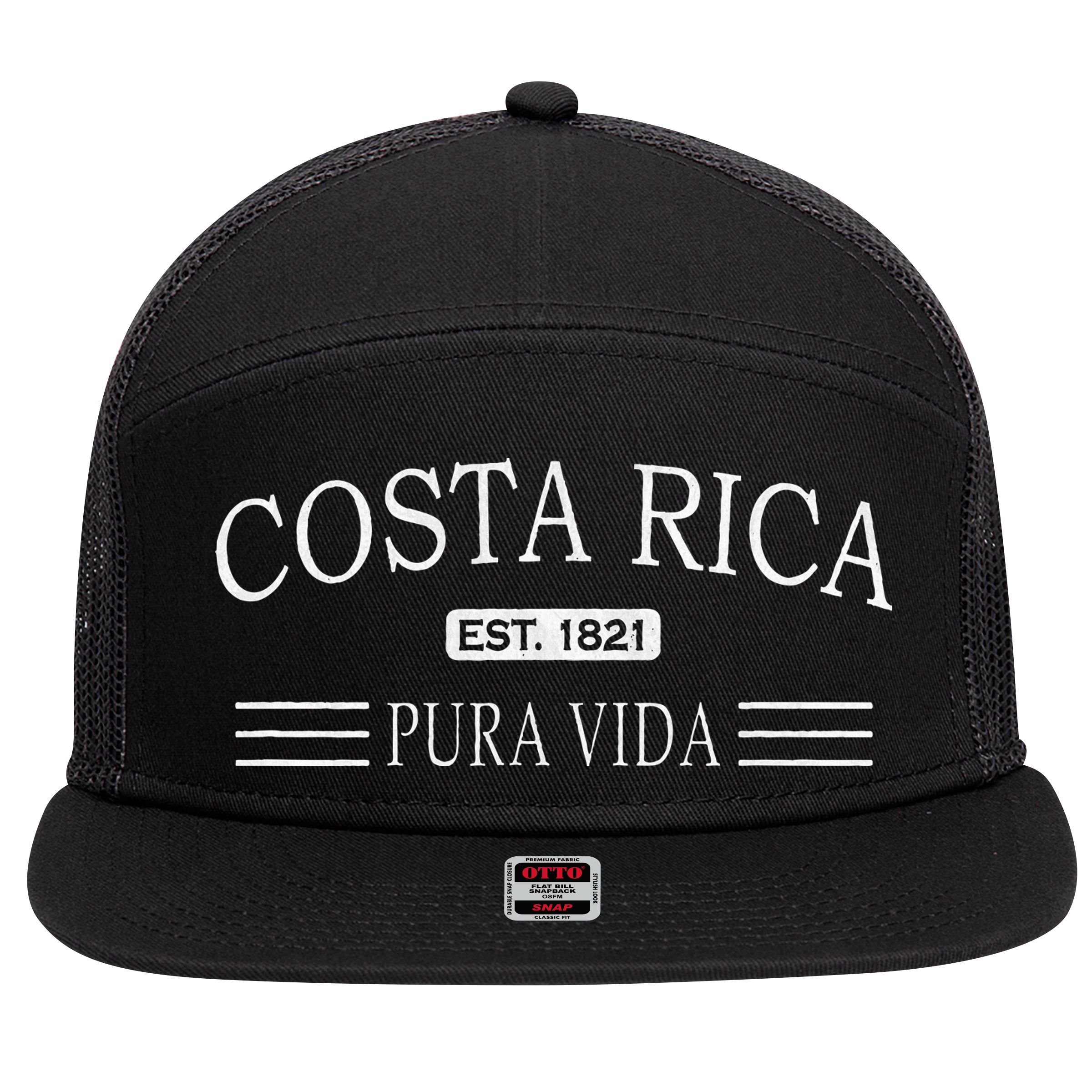 Costa Rica Pura Vida 7 Panel Mesh Trucker Snapback Hat