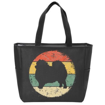 Circular Retro Pomeranian Owner Parents Pompom Dog Mom Zip Tote Bag