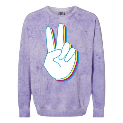 Colorful Retro Peace Sign Colorblast Crewneck Sweatshirt