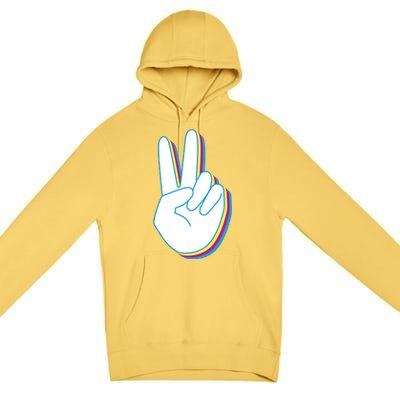 Colorful Retro Peace Sign Premium Pullover Hoodie