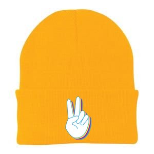 Colorful Retro Peace Sign Knit Cap Winter Beanie