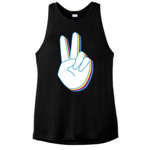 Colorful Retro Peace Sign Ladies PosiCharge Tri-Blend Wicking Tank