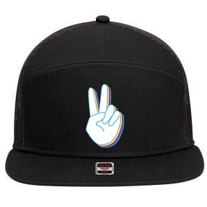 Colorful Retro Peace Sign 7 Panel Mesh Trucker Snapback Hat