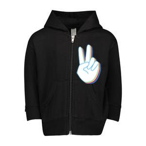 Colorful Retro Peace Sign Toddler Zip Fleece Hoodie