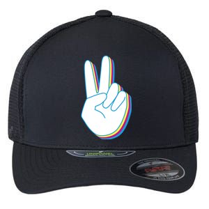 Colorful Retro Peace Sign Flexfit Unipanel Trucker Cap