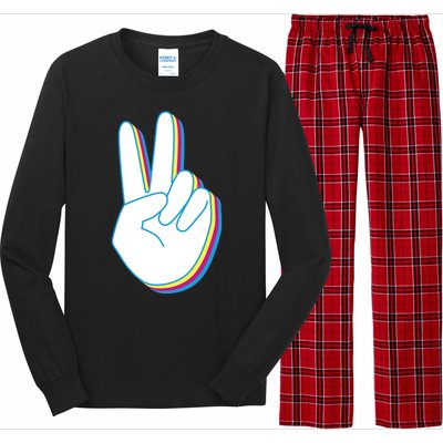 Colorful Retro Peace Sign Long Sleeve Pajama Set