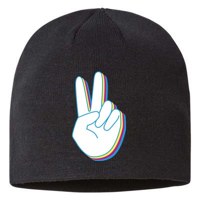 Colorful Retro Peace Sign Sustainable Beanie