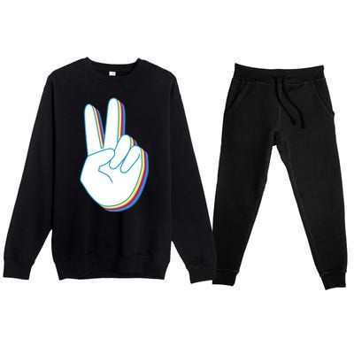 Colorful Retro Peace Sign Premium Crewneck Sweatsuit Set