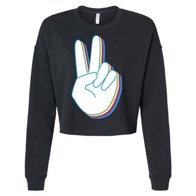Colorful Retro Peace Sign Cropped Pullover Crew