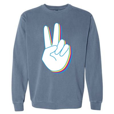 Colorful Retro Peace Sign Garment-Dyed Sweatshirt