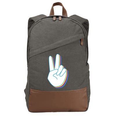 Colorful Retro Peace Sign Cotton Canvas Backpack